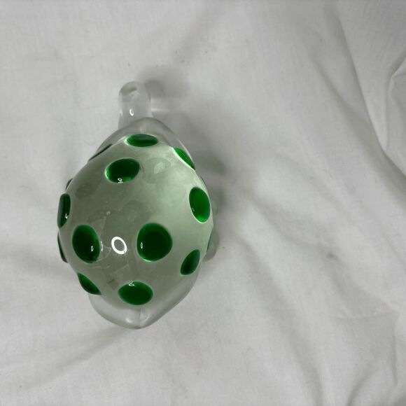 Vtg Art Glass Handblown Turtle Figurine Paperweight Emerald Green Heavy - Picture 6 of 8